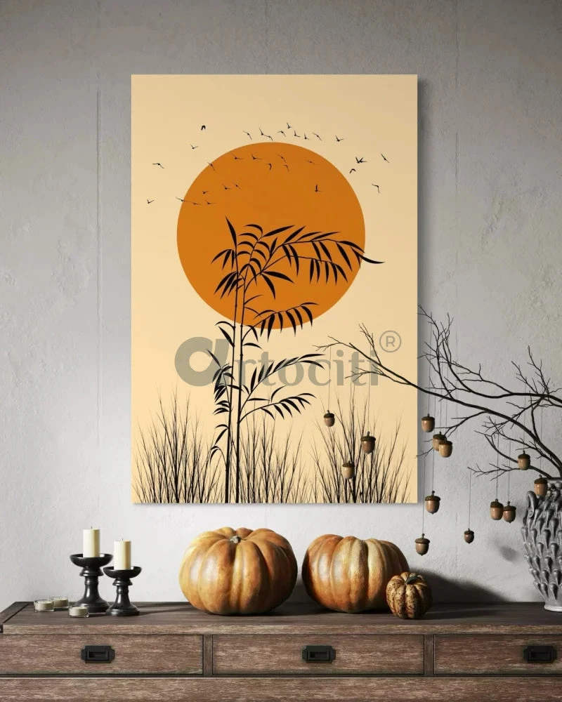 Bright Sunset Bamboo Silhouette & Autumn Birds Boho Chic Canvas Painting(Bright Sunset Bamboo Silhouette Autumn Birds Boho Chic Canvas Painting) 5 Bright Sunset Bamboo Silhouette & Autumn Birds Boho Chic Canvas Painting(Bright Sunset Bamboo Silhouette Autumn Birds Boho Chic Canvas Painting) - Image 3