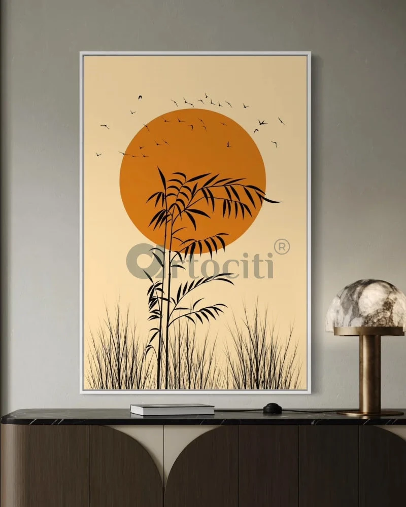 Bright Sunset Bamboo Silhouette & Autumn Birds Boho Chic Canvas Painting(Bright Sunset Bamboo Silhouette Autumn Birds Boho Chic Canvas Painting) 6 Bright Sunset Bamboo Silhouette & Autumn Birds Boho Chic Canvas Painting(Bright Sunset Bamboo Silhouette Autumn Birds Boho Chic Canvas Painting) - Image 4