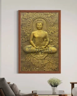 BUDDHA On Lotus In 3x2 Feet 3D Relief Mural Wall Art(Meditating Buddha Relief Mural 02) -Artociti Sale Store buddha on lotus in 3x2 feet 3d relief mural wall art decor 691