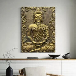 Buddha Surrounded By Leaves 3D Relief Mural Wall Art(Buddha Surrounded By Leaves Meditative Pose 3d Relief Mural Wall Art) -Artociti Sale Store buddha surrounded by leaves 3d relief mural wall art 116