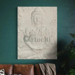 Buddha Surrounded By Leaves 3D Relief Mural Wall Art(Buddha Surrounded By Leaves Meditative Pose 3d Relief Mural Wall Art)