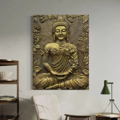 Buddha Surrounded By Leaves 3D Relief Mural Wall Art(Buddha Surrounded By Leaves Meditative Pose 3d Relief Mural Wall Art) -Artociti Sale Store buddha surrounded by leaves 3d relief mural wall art 878