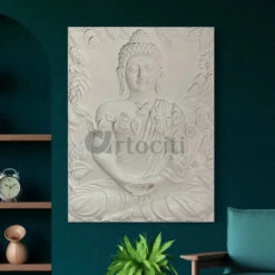 Buddha Surrounded By Leaves 3D Relief Mural Wall Art(Buddha Surrounded By Leaves Meditative Pose 3d Relief Mural Wall Art) -Artociti Sale Store buddha surrounded by leaves 3d relief mural wall art 998