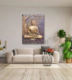 Buddha Under Tree 3D Relief Mural(4x3 & 6x6 Feet)(Large Size Buddha Under Tree 3d Relief Mural In Bronze In Size 4x3 Feet Ready To Hang) -Artociti Sale Store buddha under tree 3d relief mural 4x3 6x6 feet 322