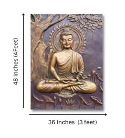 Buddha Under Tree 3D Relief Mural(4x3 & 6x6 Feet)(Large Size Buddha Under Tree 3d Relief Mural In Bronze In Size 4x3 Feet Ready To Hang) -Artociti Sale Store buddha under tree 3d relief mural 4x3 6x6 feet 483