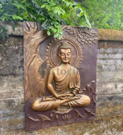 Buddha Under Tree 3D Relief Mural(4x3 & 6x6 Feet)(Large Size Buddha Under Tree 3d Relief Mural In Bronze In Size 4x3 Feet Ready To Hang) -Artociti Sale Store buddha under tree 3d relief mural 4x3 6x6 feet 524