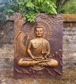 Buddha Under Tree 3D Relief Mural(4x3 & 6x6 Feet)(Large Size Buddha Under Tree 3d Relief Mural In Bronze In Size 4x3 Feet Ready To Hang) -Artociti Sale Store buddha under tree 3d relief mural 4x3 6x6 feet 543