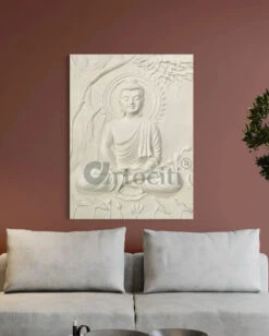 Buddha Under Tree 3D Relief Mural(4x3 & 6x6 Feet)(Large Size Buddha Under Tree 3d Relief Mural In Bronze In Size 4x3 Feet Ready To Hang) -Artociti Sale Store buddha under tree 3d relief mural 4x3 6x6 feet 697