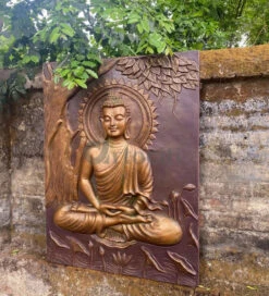 Buddha Under Tree 3D Relief Mural(4x3 & 6x6 Feet)(Large Size Buddha Under Tree 3d Relief Mural In Bronze In Size 4x3 Feet Ready To Hang) -Artociti Sale Store buddha under tree 3d relief mural 4x3 6x6 feet 921