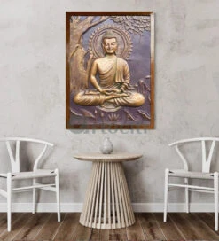 Buddha Under Tree 3D Relief Mural(4x3 & 6x6 Feet)(Large Size Buddha Under Tree 3d Relief Mural In Bronze In Size 4x3 Feet Ready To Hang) -Artociti Sale Store buddha under tree 3d relief mural 4x3 6x6 feet bronze framed 811