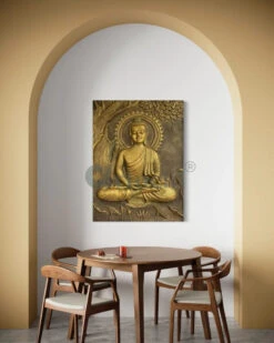 Buddha Under Tree 3D Relief Mural(4x3 & 6x6 Feet)(Large Size Buddha Under Tree 3d Relief Mural In Bronze In Size 4x3 Feet Ready To Hang) -Artociti Sale Store buddha under tree 3d relief mural 4x3 6x6 feet golden unframed ready to hang 668