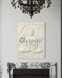 Buddha Under Tree 3D Relief Mural(4x3 & 6x6 Feet)(Large Size Buddha Under Tree 3d Relief Mural In Bronze In Size 4x3 Feet Ready To Hang) -Artociti Sale Store buddha under tree 3d relief mural 4x3 6x6 feet white unframed ready to hang 952