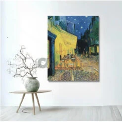 Cafe Terrace At Night By Vincent Van Gogh Large Size Canvas Painting(Cafe Terrace At Night By Vincent Van Gogh Large Size 28x22 Inches Canvas Painting High Quality Giclee Print Ready To Hang)