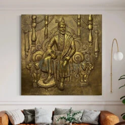 Chattrapati Shivaji Maharaj 3D Relief Mural (6x6 Feet)(6x6 Feet Chattrapati Shivaji Maharaj 3d Relief Mural Wall Art Royal Resin Elegance) -Artociti Sale Store chattrapati shivaji maharaj 3d relief mural 6x6 feet gold 170