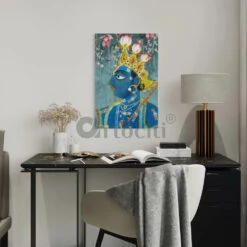 Classic Traditional Blue Yellow Lord Shreenath Ji Pichwai Canvas Print(Eternal Bliss Classic Traditional Blue Yellow Lord Shreenath Ji Pichwai Canvas Print Timeless Artistry In 380 Gsm) -Artociti Sale Store classic traditional blue yellow lord shreenath ji pichwai canvas print 457