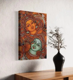Colorful Kerala Mural Krishna Radha Canvas Painting(Divine Embrace Colorful Kerala Mural Krishna Radha Canvas Painting) 10 Colorful Kerala Mural Krishna Radha Canvas Painting(Divine Embrace Colorful Kerala Mural Krishna Radha Canvas Painting) -Artociti Sale Store colorful kerala mural krishna radha canvas painting 18x12 inch 542