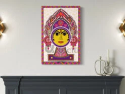 Colourful Madhubani Canvas Painting Of Goddess Durga High Quality Giclee Print(Madhubani Canvas Painting Durga Gp Mad 03) -Artociti Sale Store colourful madhubani canvas painting of goddess durga high quality giclee print 24x16 inch 307