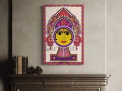 Colourful Madhubani Canvas Painting Of Goddess Durga High Quality Giclee Print(Madhubani Canvas Painting Durga Gp Mad 03) -Artociti Sale Store colourful madhubani canvas painting of goddess durga high quality giclee print 24x16 inch 357