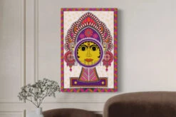 Colourful Madhubani Canvas Painting Of Goddess Durga High Quality Giclee Print(Madhubani Canvas Painting Durga Gp Mad 03) -Artociti Sale Store colourful madhubani canvas painting of goddess durga high quality giclee print 24x16 inch 581