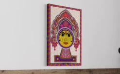 Colourful Madhubani Canvas Painting Of Goddess Durga High Quality Giclee Print(Madhubani Canvas Painting Durga Gp Mad 03) -Artociti Sale Store colourful madhubani canvas painting of goddess durga high quality giclee print 24x16 inch 584