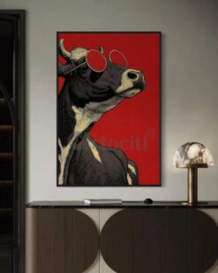 Cool Cow With Sunglasses Modern Abstract Canvas Painting(Cool Cow With Sunglasses Modern Abstract Canvas Painting)