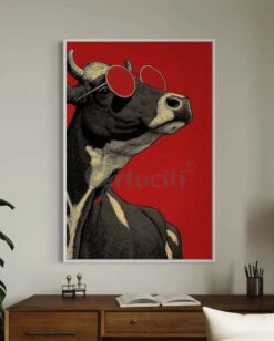 Cool Cow With Sunglasses Modern Abstract Canvas Painting(Cool Cow With Sunglasses Modern Abstract Canvas Painting) -Artociti Sale Store cool cow with sunglasses modern abstract canvas painting 30x20 inches 945