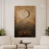 Crescent Moon & Lotus Canvas Giclée Print Modern Abstract Painting(Crescent Moon Lotus Canvas Giclee Print Modern Abstract Painting) -Artociti Sale Store crescent moon lotus canvas giclee print modern abstract painting 30x20 inch 917