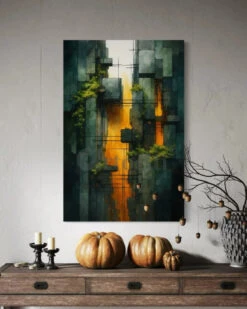 Cubism Cityscape Skyscraper Modern Abstract Canvas Painting(Cubism Cityscape Skyscraper Modern Abstract Canvas Painting)