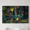 Divine Krishna With Cow By Waterfall | Spiritual Canvas Wall Art | Ethnic Wall Art(Divine Krishna With Cow By Waterfall Spiritual Canvas Wall Art Ethnic Wall Art) -Artociti Sale Store divine krishna with cow by waterfall spiritual canvas wall art ethnic 24x16 inch 791