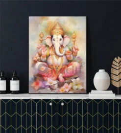 Divine Lord Ganesha Giclee Print Gallery Wrapped(Divine Lord Ganesha High Quality Giclee Print Gallery Wrapped Bring Blessings Home)