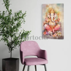 Divine Lord Ganesha Giclee Print Gallery Wrapped(Divine Lord Ganesha High Quality Giclee Print Gallery Wrapped Bring Blessings Home) -Artociti Sale Store divine lord ganesha giclee print gallery wrapped wall decor 586