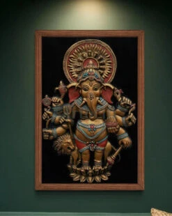 Drishti Ganesha 3D Relief Mural Wall Art(Drishti Ganesha 3d Relief Mural Wall Art Shubh Drishti Vighnaharta Ganesh Idol) 33 Drishti Ganesha 3D Relief Mural Wall Art(Drishti Ganesha 3d Relief Mural Wall Art Shubh Drishti Vighnaharta Ganesh Idol) -Artociti Sale Store drishti ganesha 3d relief mural wall art 24x16 inch multi framed decor 490