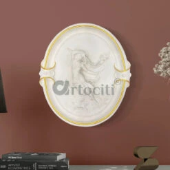 European Angel 3D Wall Hanging | Ready To Hang | 3D Wall Sculpture(European Theme 3d Wall Hanging Ready To Hang 3d Wall Sculpture) -Artociti Sale Store european angel 3d wall hanging ready to hang sculpture 15x14 inches marble white with golden highlight 791