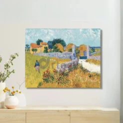 Farmhouse In Provence By Van Gogh Large Canvas Painting(Farmhouse In Provence By Vincent Van Gogh Large Size 28x22 Inches Canvas Painting High Quality Giclee Print Ready To Hang)