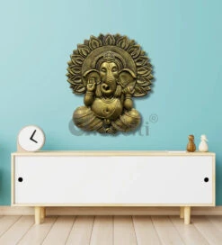 Ganesha With Chakra 3D Relief Mural Wall Art(Ganesha With Chakra 3d Relief Mural Wall Art Divine Harmon Elevate Your Space With Sacred Serenity) -Artociti Sale Store ganesha with chakra 3d relief mural wall art 546