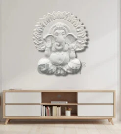 Ganesha With Chakra 3D Relief Mural Wall Art(Ganesha With Chakra 3d Relief Mural Wall Art Divine Harmon Elevate Your Space With Sacred Serenity) -Artociti Sale Store ganesha with chakra 3d relief mural wall art 918