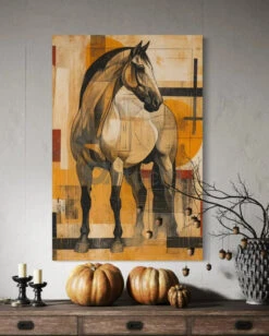 Geometric Horse Modern Abstract Canvas Painting(Geometric Horse Modern Abstract Canvas Painting)