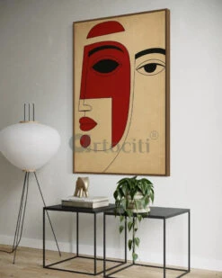 Geometric Modern Abstract Face Canvas Painting(Unique Painting Of Face Modern Abstract Canvas Painting)