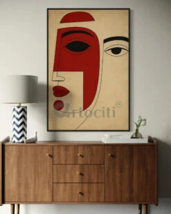 Artociti Sale Store -Artociti Sale Store geometric modern abstract face canvas painting 24x16 inches 243