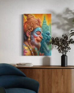 God Hanuman Indian Ethnic Canvas Giclee Print(God Hanuman Indian Ethnic Canvas Giclee Print) -Artociti Sale Store god hanuman indian ethnic canvas giclee print 18x12 inch 161