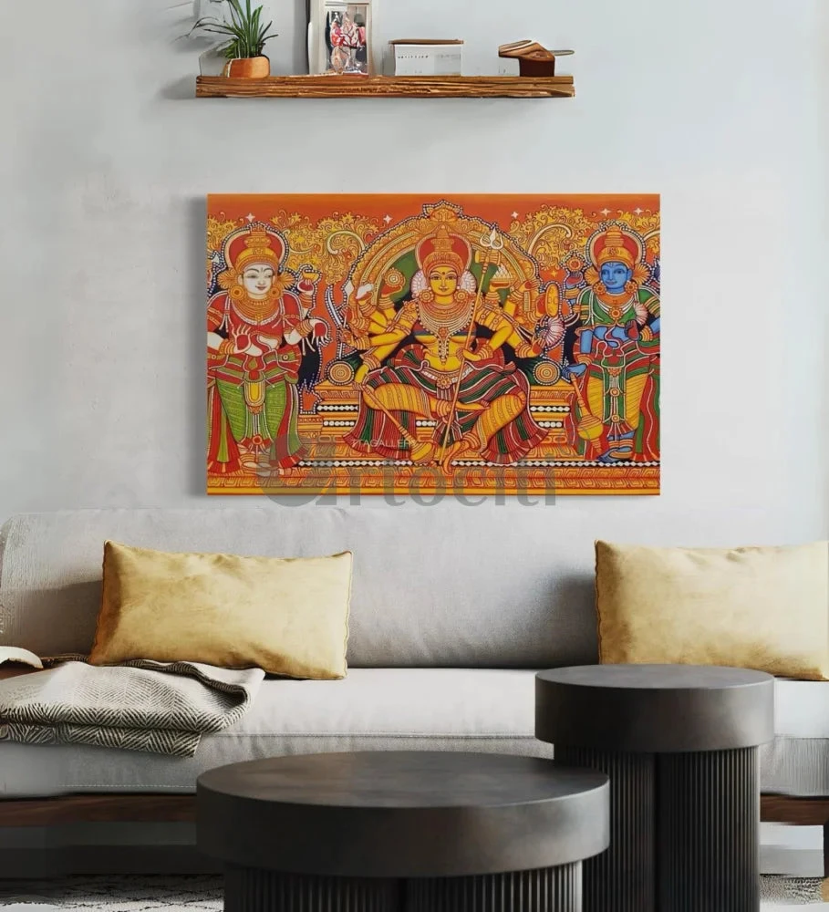 Goddess Durga Kerala Mural Art Canvas Giclee Print(Divine Mastery Goddess Durga Kerala Mural Art Canvas Giclee Print Elevate Your Space With Timeless Elegance) 4 Goddess Durga Kerala Mural Art Canvas Giclee Print(Divine Mastery Goddess Durga Kerala Mural Art Canvas Giclee Print Elevate Your Space With Timeless Elegance) - Image 2