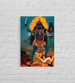 Goddess Kali After Trampling On Shiva By Raja Ravi Varma Famous Canvas Painting(Goddess Kali After Trampling On Shiva By Raja Ravi Varma Famous Canvas Painting)
