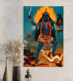 Goddess Kali After Trampling On Shiva By Raja Ravi Varma Famous Canvas Painting(Goddess Kali After Trampling On Shiva By Raja Ravi Varma Famous Canvas Painting) -Artociti Sale Store goddess kali after trampling on shiva by raja ravi varma famous canvas painting 30x20 inches verma 784