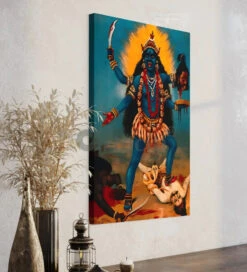 Goddess Kali After Trampling On Shiva By Raja Ravi Varma Famous Canvas Painting(Goddess Kali After Trampling On Shiva By Raja Ravi Varma Famous Canvas Painting) -Artociti Sale Store goddess kali after trampling on shiva by raja ravi varma famous canvas painting verma 292