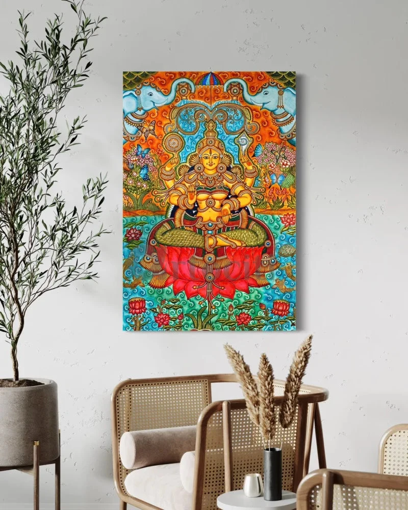 Goddess Lakshmi Maa Kerala Mural Canvas Giclee Print(Goddess Lakshmi Maa Kerala Mural Canvas Giclee Print) 4 Goddess Lakshmi Maa Kerala Mural Canvas Giclee Print(Goddess Lakshmi Maa Kerala Mural Canvas Giclee Print) - Image 2