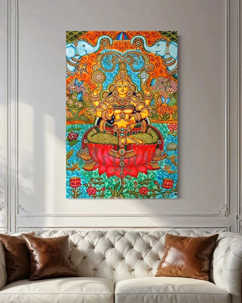 Goddess Lakshmi Maa Kerala Mural Canvas Giclee Print(Goddess Lakshmi Maa Kerala Mural Canvas Giclee Print) 7 Goddess Lakshmi Maa Kerala Mural Canvas Giclee Print(Goddess Lakshmi Maa Kerala Mural Canvas Giclee Print) - Image 5