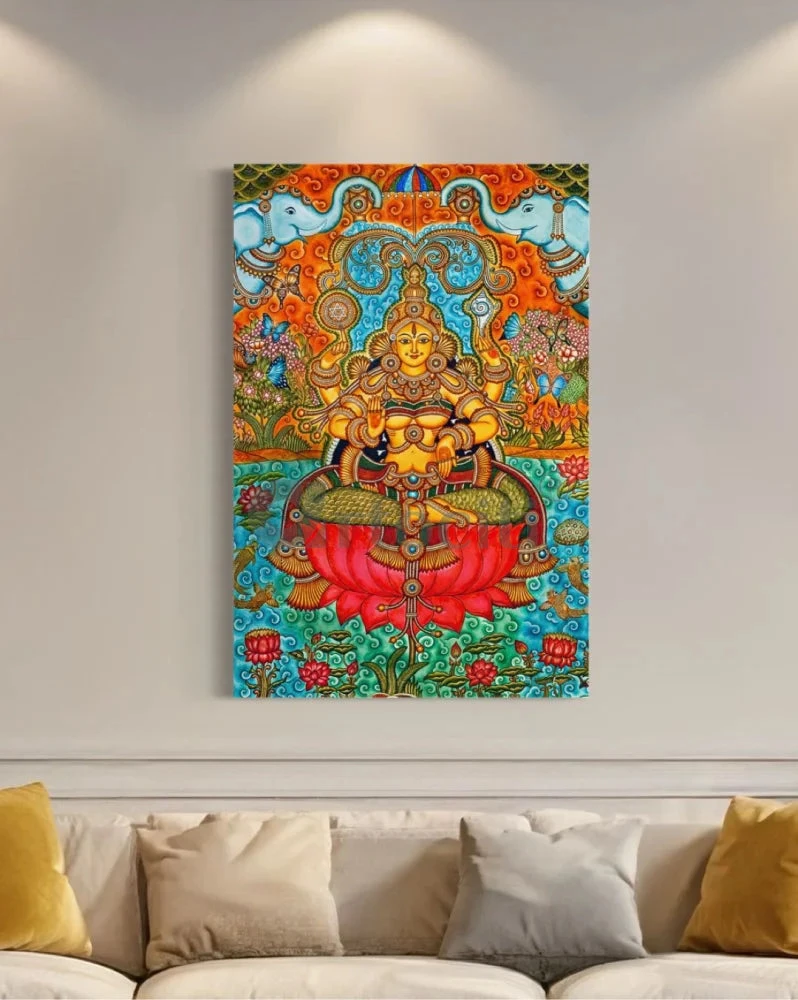 Goddess Lakshmi Maa Kerala Mural Canvas Giclee Print(Goddess Lakshmi Maa Kerala Mural Canvas Giclee Print) 3 Goddess Lakshmi Maa Kerala Mural Canvas Giclee Print(Goddess Lakshmi Maa Kerala Mural Canvas Giclee Print)