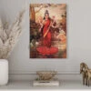 Goddess Lakshmi On Her Lotus By Raja Ravi Varma Famous Canvas Painting(Goddess Lakshmi By Raja Ravi Varma Famous Canvas Painting) -Artociti Sale Store goddess lakshmi on her lotus by raja ravi varma famous canvas painting 12x18 inches verma 958