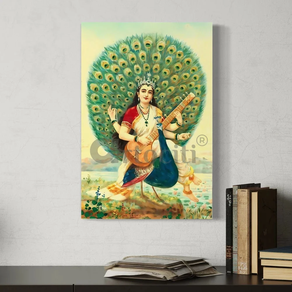 Goddess Saraswati Version 3 By Raja Ravi Varma Famous Canvas Painting(Goddess Saraswati Version 3 By Raja Ravi Varma Famous Canvas Painting) 5 Goddess Saraswati Version 3 By Raja Ravi Varma Famous Canvas Painting(Goddess Saraswati Version 3 By Raja Ravi Varma Famous Canvas Painting) - Image 3