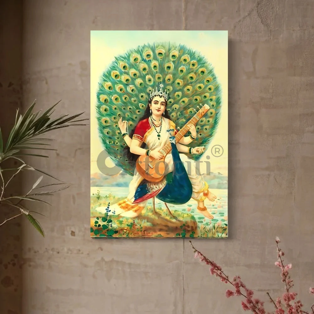 Goddess Saraswati Version 3 By Raja Ravi Varma Famous Canvas Painting(Goddess Saraswati Version 3 By Raja Ravi Varma Famous Canvas Painting) 3 Goddess Saraswati Version 3 By Raja Ravi Varma Famous Canvas Painting(Goddess Saraswati Version 3 By Raja Ravi Varma Famous Canvas Painting)